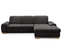 CAVADORE Sofá Cama Lexi en Estilo rústico/sofá Cama en Forma de L con Chair Larga XXL a la Derecha y núcleo de muelles. Incluye Cama, cajonera y cabecero / 275 x 82 - 99 x 173 / Tejido Plano: Gris