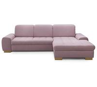 CAVADORE Sofá cama Lexi en estilo rústico/sofá cama en forma de L con chair larga XXL a la derecha y núcleo de muelles. Incluye cama, cajonera y cabecero / 275 x 82-99 x 173 / tejido plano: rosa viejo