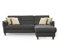 CAVADORE Sofá Cama Palera esquinero de muelles con función de Dormir y cajonera, 244 x 89 x 163 cm, Funda de Microfibra, Color Gris