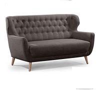 CAVADORE Sofá de Dos plazas Abby clásico tapizado con Botones / 153 x 89 x 88 cm/Tejido Texturizado, Color Gris Oscuro