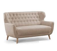 CAVADORE Sofá de Dos plazas Abby clásico tapizado con Botones / 153 x 89 x 88 / Tejido Texturizado, Color Beige