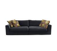 CAVADORE Sofá Grande Fiona XXL con Asientos Profundos y Acolchado Suave, diseño Moderno, 274 x 90 x 112 cm, Terciopelo Negro