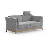 CAVADORE Sofá Vida de 2,5 plazas, diseño Moderno, con Marco de Madera Maciza de Haya, reposacabezas con cojín, 183 x 84 x 93 cm, Color Gris