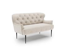 CAVADORE Sofás, ingeniería Metal Material de Madera poliéster/Poliamida, Crema de Tejido Plano, 2-Sitzer