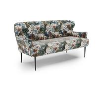 CAVADORE Sofás, Madera de ingeniería Metal poliéster, Jacquard Tejido Plano Rosa/Azul, 2,5-Sitzer