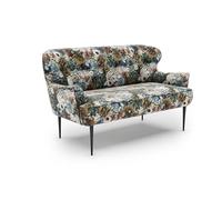 CAVADORE Sofás, Madera de ingeniería Metal poliéster, Jacquard Tejido Plano Rosa/Azul, 2-Sitzer