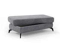 CAVADORE Taburete de Almacenamiento Bounce con Compartimento de Almacenamiento, Funda de Pana y Patas de Metal, Color Negro Mate, 121 x 45 x 67 cm, Color Gris
