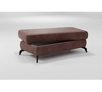 CAVADORE Taburete de Almacenamiento Bounce de Aspecto Vintage con Compartimento de Almacenamiento y Patas de Metal, Color Negro Mate, 121 x 45 x 67 cm, Microfibra, Color marrón Oscuro