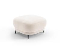 CAVADORE Taburete de diseño Moderno con Patas de Metal Negro Mate, Ideal como reposapiés o Asiento, 90 x 49 x 90 cm, Microfibra, Color Beige