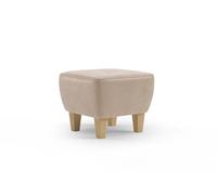 CAVADORE Taburete Vida con Patas de Madera Maciza de Haya, 52 x 46 x 52 cm, Microfibra, Color Beige