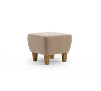 CAVADORE Taburete Vida con Patas de Madera Maciza de Roble, 52 x 46 x 52 cm, Microfibra, Color marrón Claro y Beige