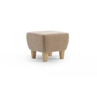 CAVADORE Vida - Taburete tapizado con Patas de Madera Maciza de Haya, 52 x 46 x 52 cm, Microfibra, Color marrón Claro y Beige