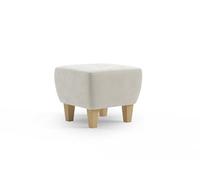 CAVADORE Vida - Taburete tapizado con Patas de Madera Maciza de Haya, 52 x 46 x 52 cm, Microfibra, Color Blanco