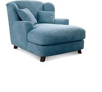 CAVADORE XXL de Acolchado Bicolor assado/sillón en Cappucino/Color Marrón Oscuro con pies de Madera, Grande Asiento, Acolchado y 2 Suave Cojín (