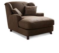 CAVADORE XXL de Acolchado Bicolor assado/sillón en Cappucino/Color Marrón Oscuro con pies de Madera, Grande Asiento, Acolchado y 2 Suave Cojín (