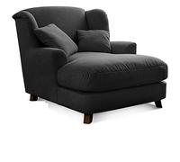 CAVADORE XXL de Acolchado Bicolor assado/sillón en Cappucino/Color Marrón Oscuro con pies de Madera, Grande Asiento, Acolchado y 2 Suave Cojín (