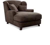 CAVADORE XXL de Acolchado Bicolor assado/sillón en Cappucino/Color Marrón Oscuro con pies de Madera, Grande Asiento, Acolchado y 2 Suave Cojín (