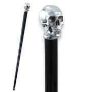 CAVAGNINI Bastón de paseo de calavera elegante de ceremonia de haya natural para hombre y mujer, de madera y metal puro, fabricado en Italia