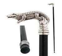 CAVAGNINI Bastón Personalizado de Madera - Bastón de Madera Tallado con Figuras, Hecho a Mano, Ceremonias Especiales - Coccodrillo