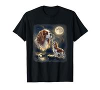 Cavalier King Charles Aullando a The Moon Vintage 90s Camiseta