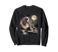 Cavalier King Charles Aullando a The Moon Vintage 90s Sudadera