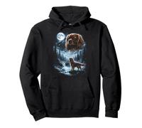 Cavalier King Charles Spaniel Aullando a la Luna Retro de los 90 Sudadera con Capucha