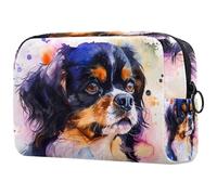Cavalier King Charles Spaniel - Bolsa de cosméticos para mujer, bolsa organizadora de maquillaje grande con cremallera, multicolor, 18.5x7.5x13cm/7.3x3x5.1in, Neceser