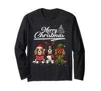 Cavalier King Charles Spaniel Christmas Reindeer Elf Santa Manga Larga