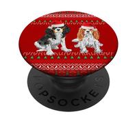 Cavalier King Charles Spaniel Christmas Ugly Cavalier PopSockets PopGrip Adhesivo