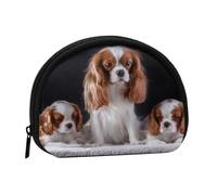 Cavalier King Charles Spaniel con Cachorros. Bolsa pequeña para Guardar Toallas sanitarias y Maquillaje. Monedero para cosméticos de Mujer.
