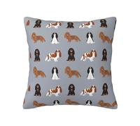 Cavalier King Charles Spaniel Dog, funda de almohada con cremallera oculta, funda de cojín de poliéster, funda de almohada decorativa con impresión de doble cara