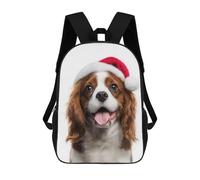 Cavalier King Charles Spaniel Dog with Santa Hat Portrait Mochilas Infantiles Escolares Impresas En 3D, Mochilas Para Niños, Mochilas De Viaje Para Niños Y Niñas, Mochilas Escolares Para Niños 17inch