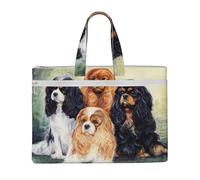 Cavalier King Charles Spaniel dorado negro,Bolsa de lona para documentos con cremallera, bolso de mano, maletín para la escuela y la oficina.
