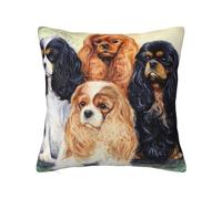 Cavalier King Charles Spaniel Dorado Negro,Funda de Almohada con impresión a Doble Cara y Cremallera Oculta, Funda de Almohada Decorativa, Funda de cojín de poliéster Suave, 40 x 40 cm