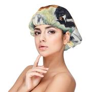 Cavalier King Charles Spaniel dorado negro,Gorro de dormir de satén ajustable para adultos, de seda, elástico, para dormir, para mujer