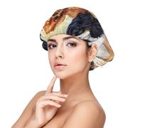 Cavalier King Charles Spaniel dorado negro,Gorro de dormir de satén para adultos - Gorro de dormir elástico para mujer, cubrecabello nocturno