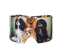 Cavalier King Charles Spaniel dorado negro,Máscara para ojos con bloqueo de luz y protección ocular completa para dormir, orejeras y ojos.
