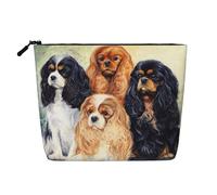 Cavalier King Charles Spaniel Dorado Negro,Neceser de Maquillaje de imitación Lino, Neceser de Viaje portátil