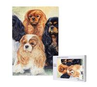 Cavalier King Charles Spaniel Dorado Negro,Rompecabezas de Madera de 1000 Piezas para Adultos y Adolescentes.