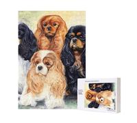 Cavalier King Charles Spaniel Dorado Negro,Rompecabezas de Madera de 300 Piezas para Adultos y Adolescentes.
