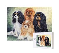 Cavalier King Charles Spaniel Dorado Negro,Rompecabezas de Madera de 500 Piezas, Juego Familiar, Rompecabezas para Adultos, Adolescentes, decoración del hogar