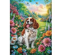 Cavalier King Charles Spaniel en el jardín Puzzle 500 Piezas Cartón Grueso Para Adultos Cuentos de hadas fantásticos de animales salvajes Entretenimiento Casero Alivio Estrés Compatible Marco Estándar