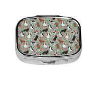 Cavalier King Charles Spaniel Floral, pastillero con 2 compartimentos, organizador portátil