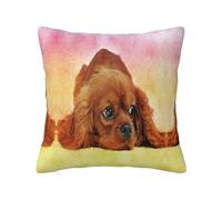 Cavalier King Charles Spaniel, funda de almohada con cremallera oculta, funda de cojín de poliéster, funda de almohada decorativa con impresión de doble cara