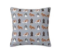 Cavalier King Charles Spaniel - Funda de almohada con cremallera oculta, funda de cojín de poliéster, impresión de doble cara, funda de almohada decorativa