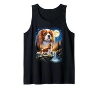 Cavalier King Charles Spaniel Howling to The Moon Meme Divertido Camiseta sin Mangas