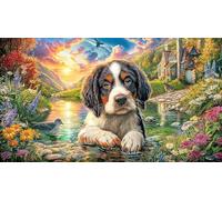 Cavalier-King-Charles-Spaniel-in-Stream Puzzle de 1000 Piezas para Adultos Papel Reciclado Juego Educativo Desafiante para relajación y Creatividad 70x50/1000pcs