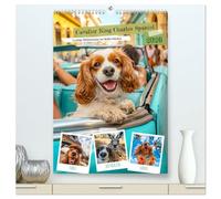 Cavalier King Charles Spaniel - Lustige Weltenreise im Selfie-Modus (hochwertiger Premium Wandkalender 2026 DIN A2 hoch), Kunstdruck in Hochglanz: ... Globetrotter - Eine Weltreise in Selfies