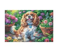 Cavalier King Charles Spaniel Maceta Mascota tierna Vida Silvestre Naturaleza Salvaje Puzzle 1000 Piezas para Adultos Divertido Estimulante Y Relajante Ocio Y Actividades Familiares 1000 PCS（75x50cm）