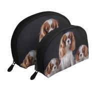 Cavalier King Charles Spaniel Madre con Cachorros, Bolsa de Maquillaje de Concha, Monedero pequeño para Mujer, Bolsa de artículos de tocador, Bolsa de cosméticos, 2 Piezas